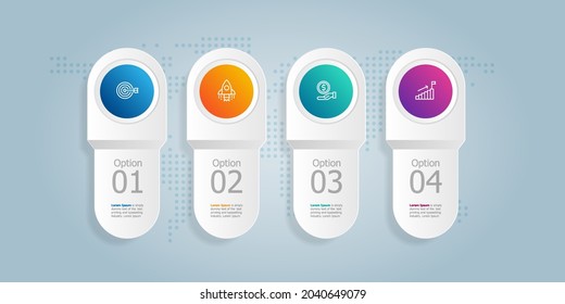 tab bar horizontal infogrphics element presentation with business icons 4 steps vector illustration background
