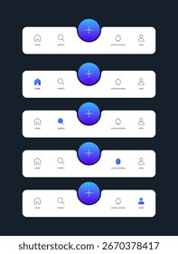 Barra de abas, conjunto de barras de navegação, design de aplicativo, design de interface do usuário, ícones de aplicativo.