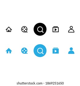 Barra de pestañas para un vector de icono de aplicación de película simple