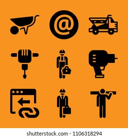 tab, barrow, standing, together, walking and symbol icon vector set. Flat vector design with filled icons. Designed for web and software interfaces