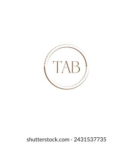 TAB creative initial letter flat monogram logo design with White background.Vector logo modern alphabet golden color font style.