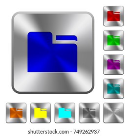 Tab folder engraved icons on rounded square glossy steel buttons