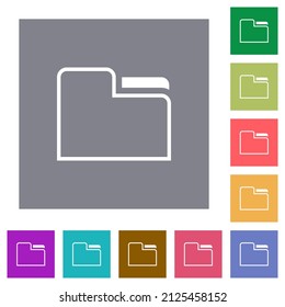 Tab folder outline flat icons on simple color square backgrounds