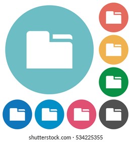 Tab folder white flat icons on color rounded square backgrounds