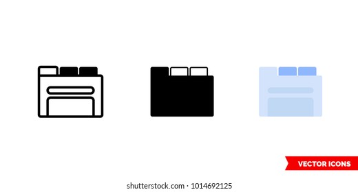 Tab icon of 3 types: color, black and white, outline. Isolated vector sign symbol.