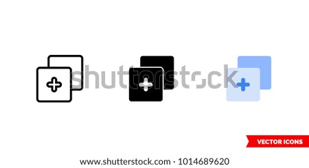 Tab icon of 3 types: color, black and white, outline. Isolated vector sign symbol.