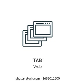 Tab outline vector icon. Thin line black tab icon, flat vector simple element illustration from editable web concept isolated stroke on white background