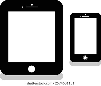 Tab PC and smartphone. Icon white background