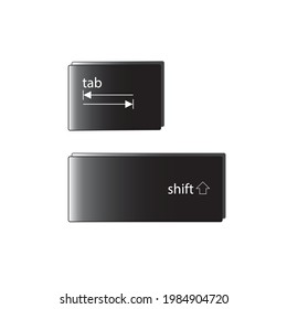 Tab and shift symbol. Keyboard icon isolated on white background.