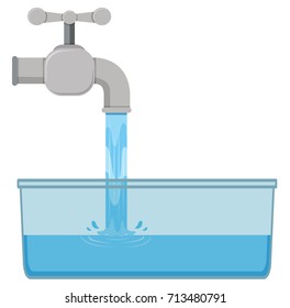 Tab water in the sink illustration