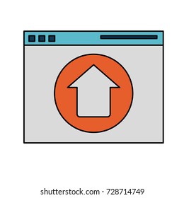 tab website with upload arrow  in the center icon image 