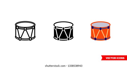 Tabal icon of 3 types: color, black and white, outline. Isolated vector sign symbol.