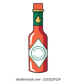 Tabasco Sauce Color Stroke. High quality vector