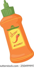 Botella de especias de Tabasco. Icono caliente de la historieta de la salsa aislado en el fondo blanco