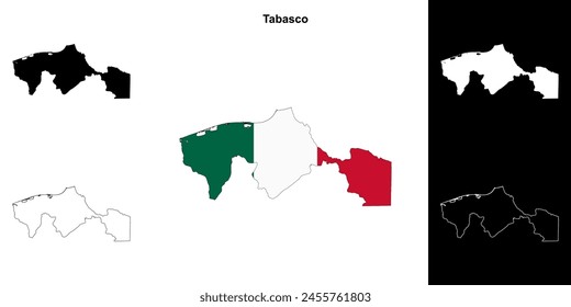 Tabasco state outline map set