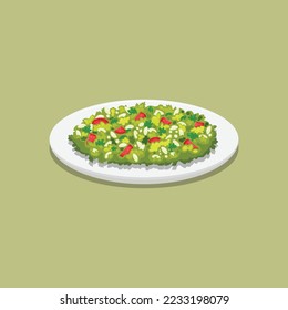 Tabbouleh. Design with cartoon style. Vector design illustration.