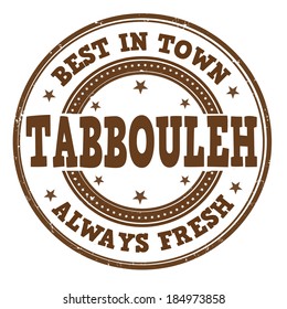 Tabbouleh grunge rubber stamp on white, vector illustration