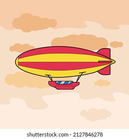 Tabby airship dirigible soaring in the sky