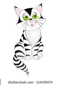tabby cat cartoon, with isolation on a white background