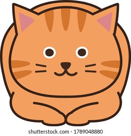 Tabby cat sits in a loaf. Vector illustration isolated on white background.