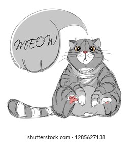 tabby cat. sketch. Doodle picture of cat