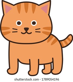 Tabby cat staring at someone. Vector illustration isolated on white background.