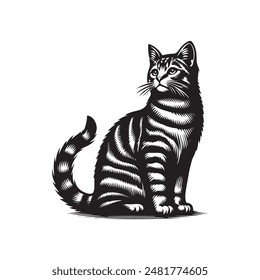 Tabby cat vector silhouette  illustration design 