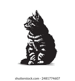 Tabby cat vector silhouette  illustration design 