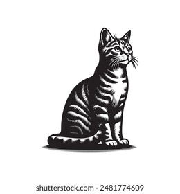 Tabby cat vector silhouette  illustration design 