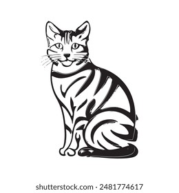 Tabby cat vector silhouette  illustration design 