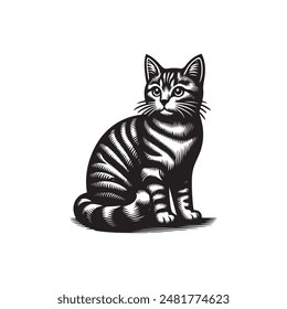 Tabby cat vector silhouette  illustration design 