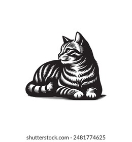 Tabby cat vector silhouette  illustration design 