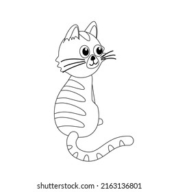 Tabby Kitty Coloring Page Black White Stock Vector (Royalty Free ...