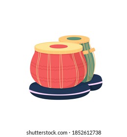 Tabla drums flat color vector object. Classical eastern music performance. Ethnic concert. Traditional indian musical instrument isolated cartoon illustration for web graphic design and animation