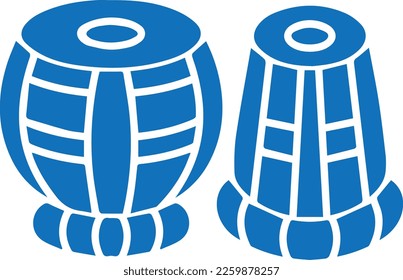 Tabla icon, music equipment icon blue vector