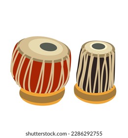 Tabla, India Pakistan Hindustani Oriental Music Instrument - Vector Illustration Isolated