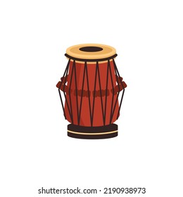 Tabla percussion music instrument, flat vector illustration isolated on white background. Traditional Indian music instrument. Ethnic hand drums.