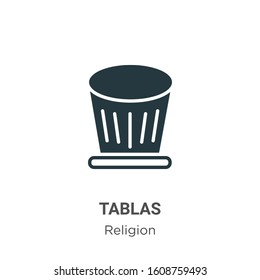 Tablas glyph icon vector on white background. Flat vector tablas icon symbol sign from modern religion collection for mobile concept and web apps design.