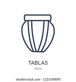 Tablas icon. Tablas linear symbol design from India collection. Simple outline element vector illustration on white background.