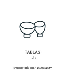 Tablas outline vector icon. Thin line black tablas icon, flat vector simple element illustration from editable india concept isolated on white background