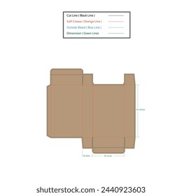 Tablate medicine box Size 6x2x10 cm dieline template, vector design