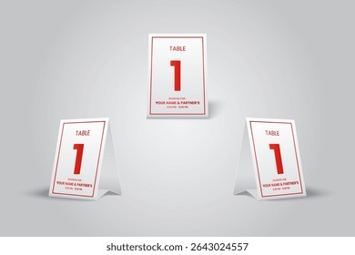 Table 1 Reservation Tent Card Mockup – Modern Red Table Number Display for  Dining