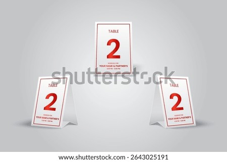 Table 2 Reservation Tent Card, Modern Red Table Number Display for Events and Dining