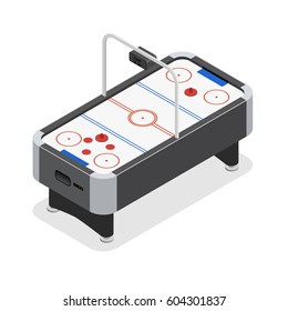 Table Air Hockey Game Isometric View Hobby and Sport for Interior Design. Vector illustration