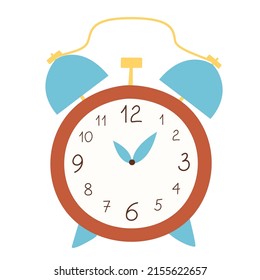 Table alarm clock in flat style. Colorful clock vector illustration.. Icon for design and applications. Vector watch isolated on a white background