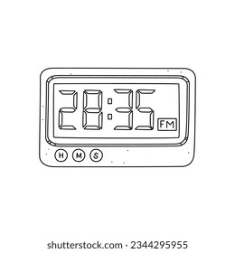 A table alarm clock hand drawn doodle vector illustration isolated on white background