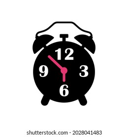Table alarm clock symbol. Watch icon silhouette. Wake up, Hurry Up concept. Vector illustration on white background