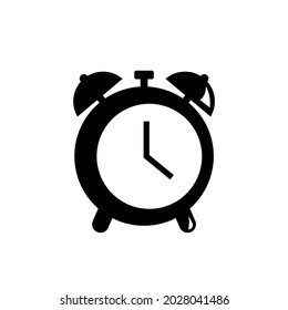 Symbol für den Wecker. Passt auf die Silhouette des Symbols auf. Wach auf, beeilt euch! Vektorgrafik auf weißem Hintergrund