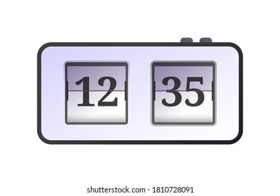 Table analog flip clock. Retro style alarm clock, time measuring device. Conception of punctuality and accuracy flat vector illustration isolated on white background.