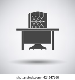 Table and armchair icon on gray background with shadow. Vector illustration. 